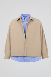 Beige & Blue Utility Double Shirts