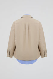 Beige & Blue Utility Double Shirts