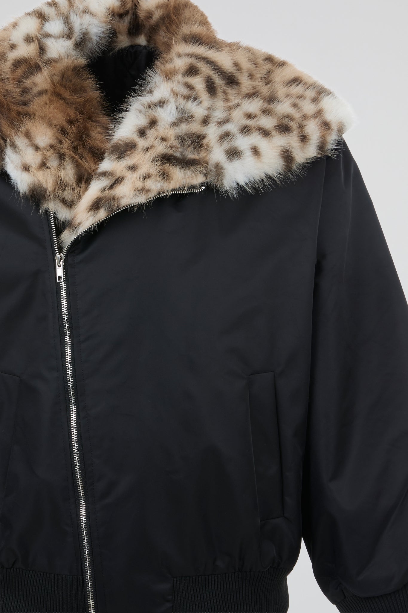 Leopard Collar Flight Jacket
