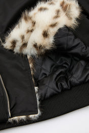 Leopard Collar Flight Jacket