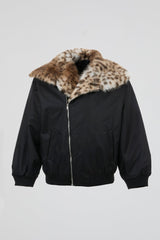 Leopard Collar Flight Jacket