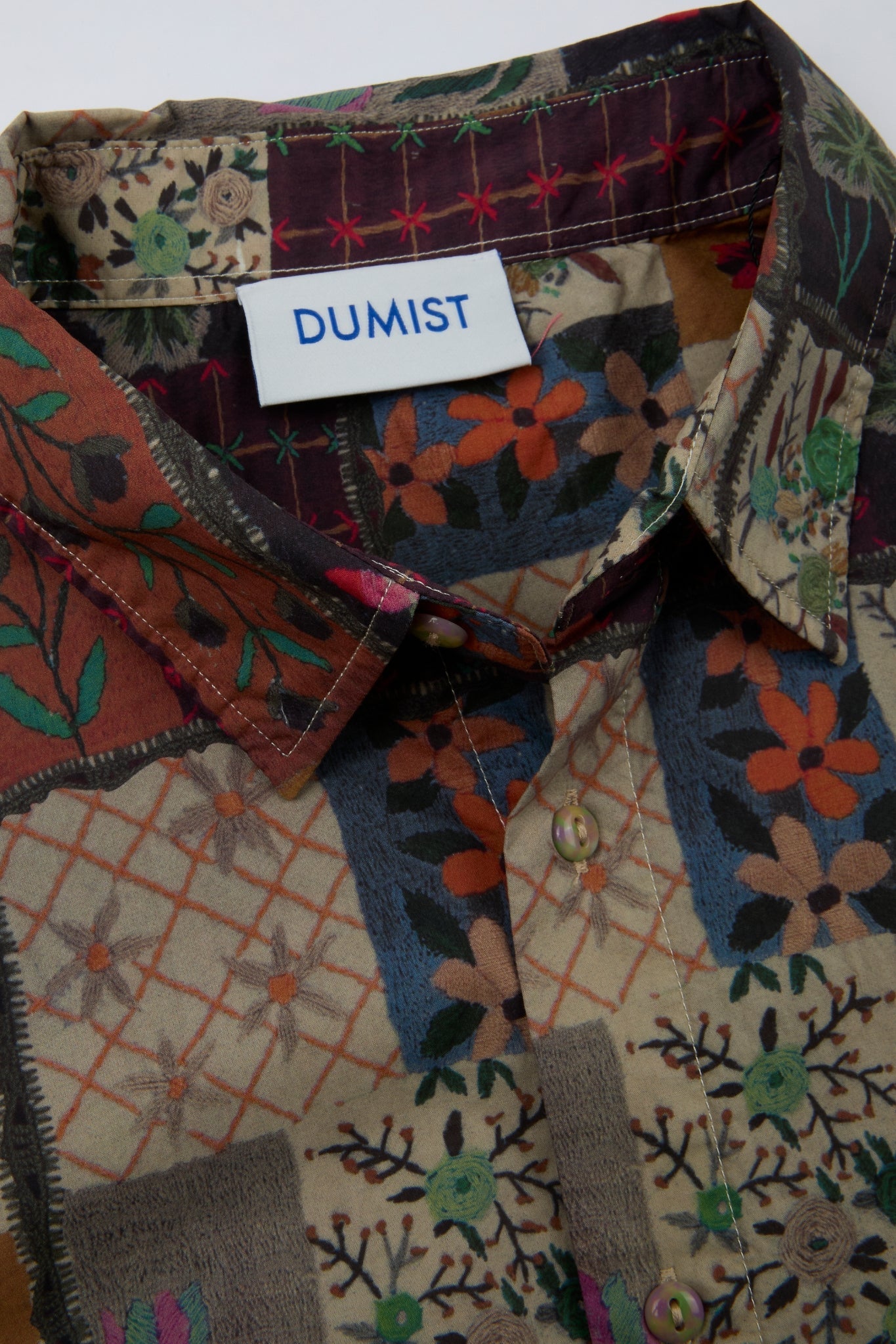 Patchwork Botanical Button-Up Shirt