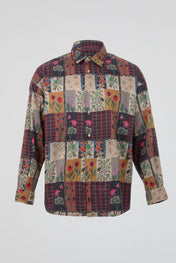 Patchwork Botanical Button-Up Shirt