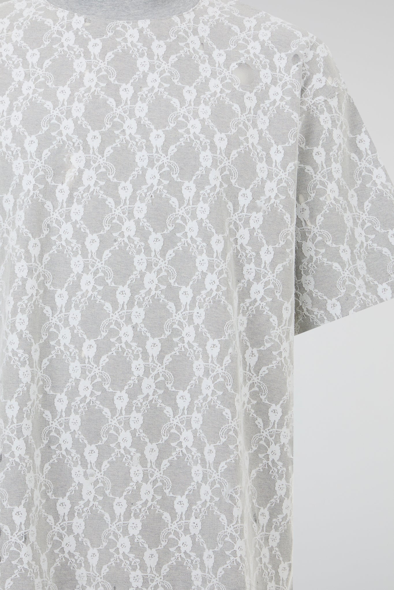 Sheer Lace Overlay T-Shirt