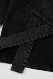 Asymmetric Panel Denim Hooded Jacket