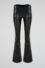 Lace-Up Faux Leather Flare Pants