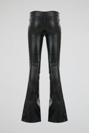 Lace-Up Faux Leather Flare Pants