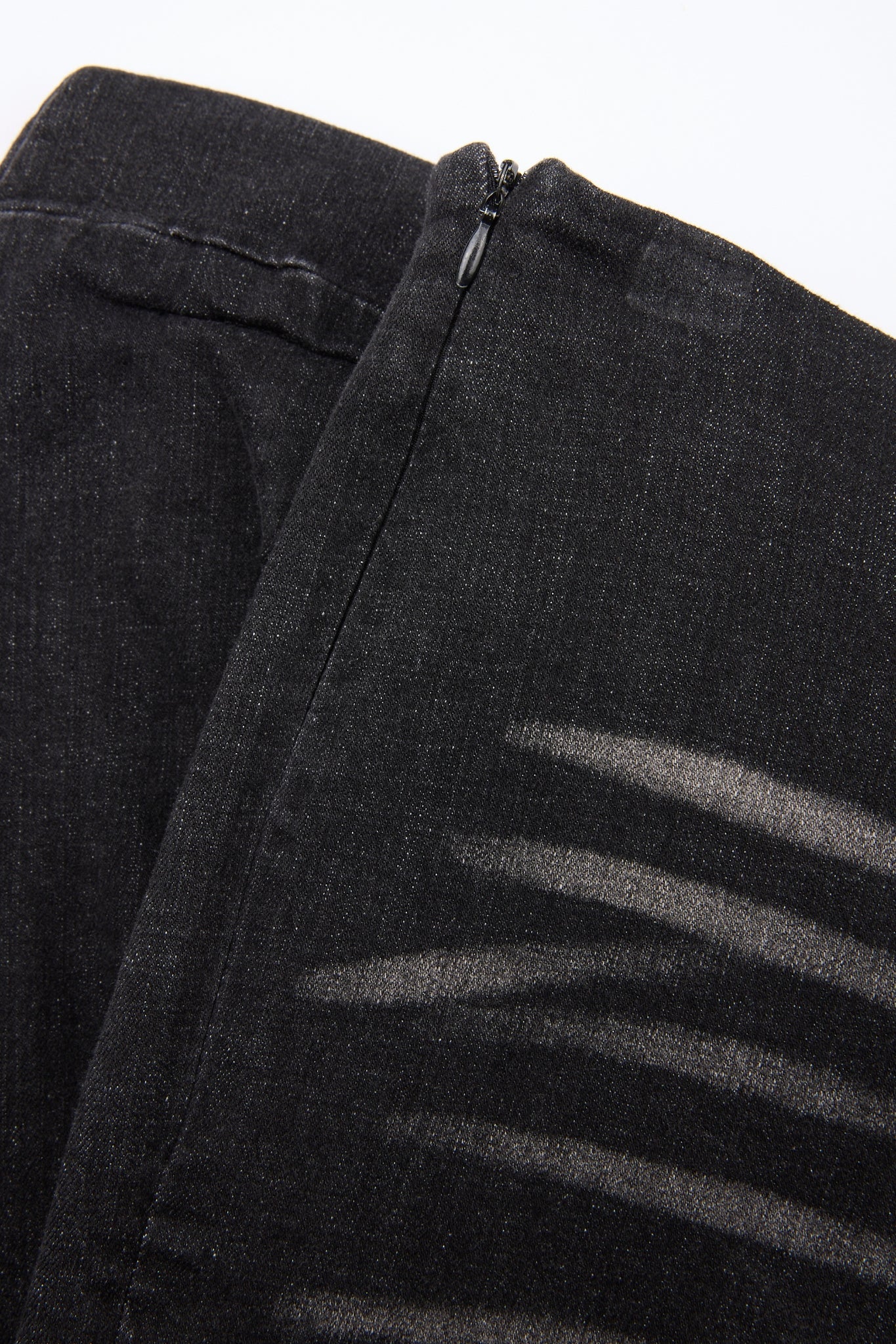 Black Draped Flare Denim Trousers