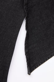 Black Draped Flare Denim Trousers