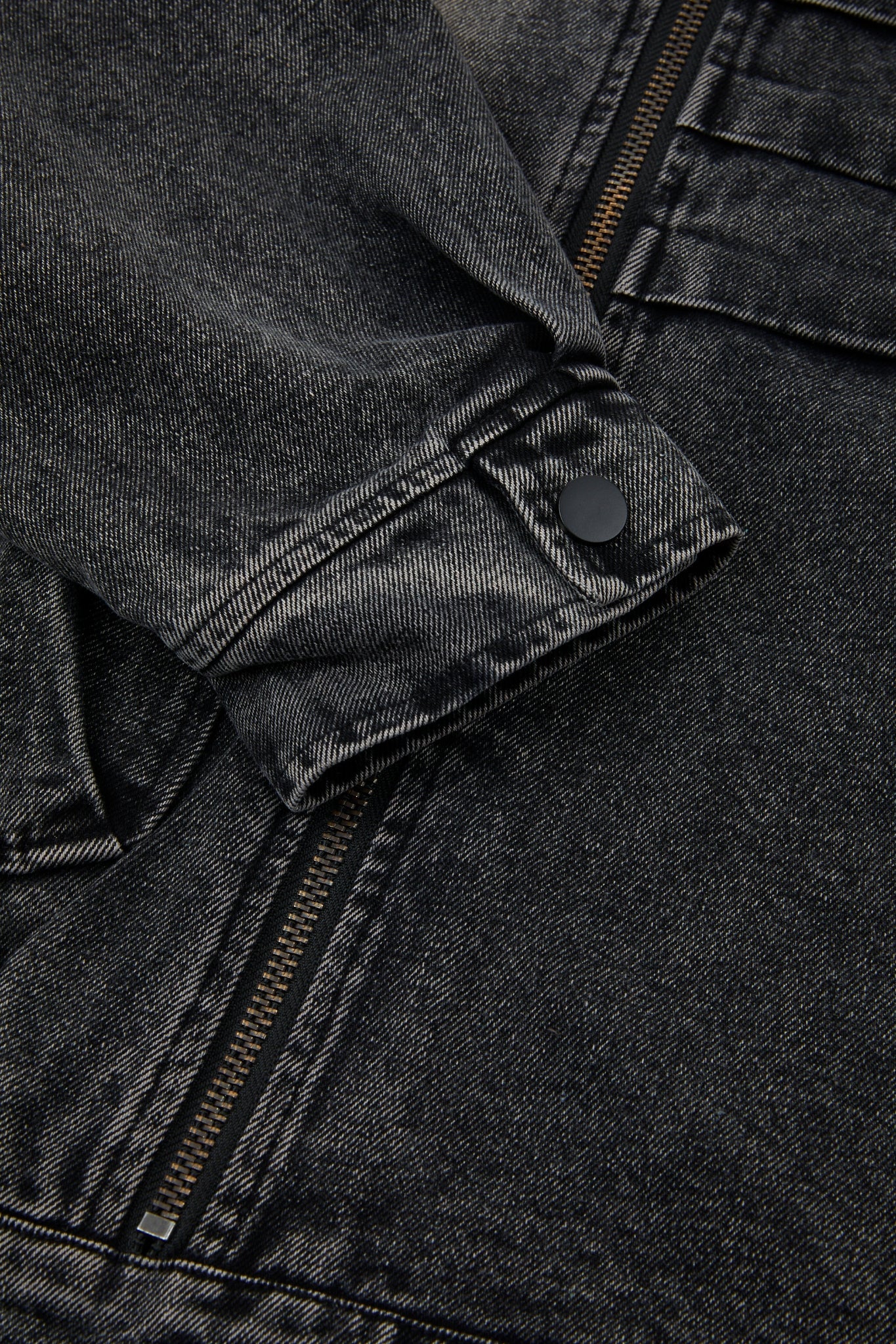 Distressed Black Double-Zip Denim Jacket