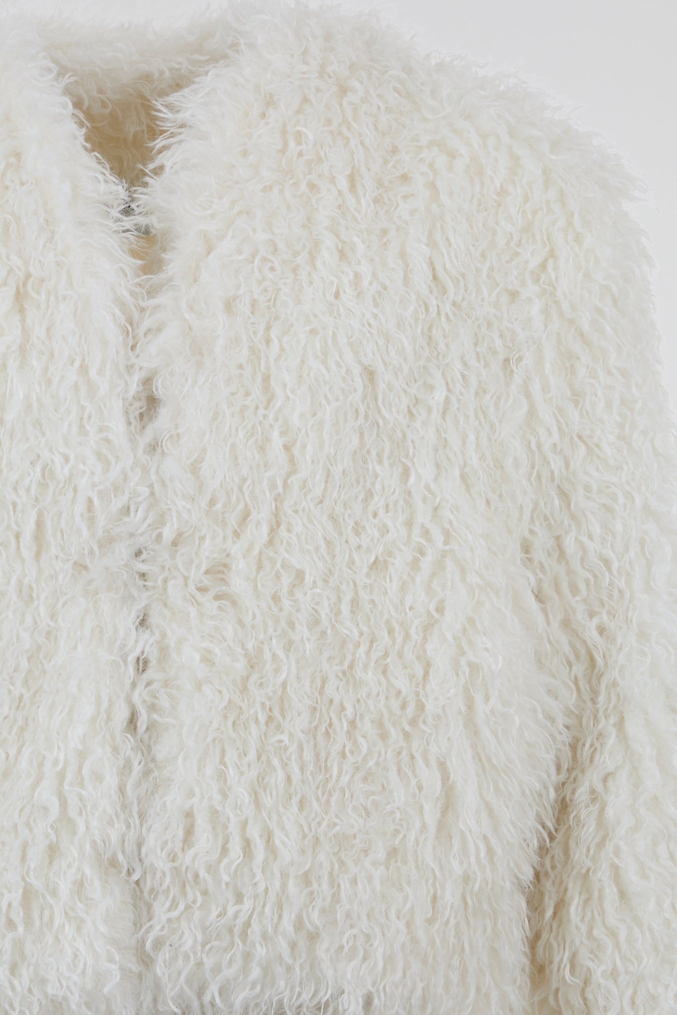 Ivory Cropped Fur Jacket