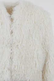 Ivory Cropped Fur Jacket