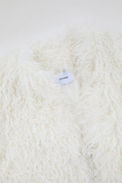Ivory Cropped Fur Jacket