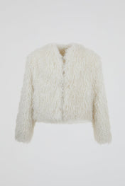 Ivory Cropped Fur Jacket
