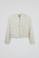 Ivory Cropped Fur Jacket