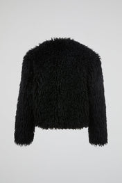 Black Cropped Fur Jacket