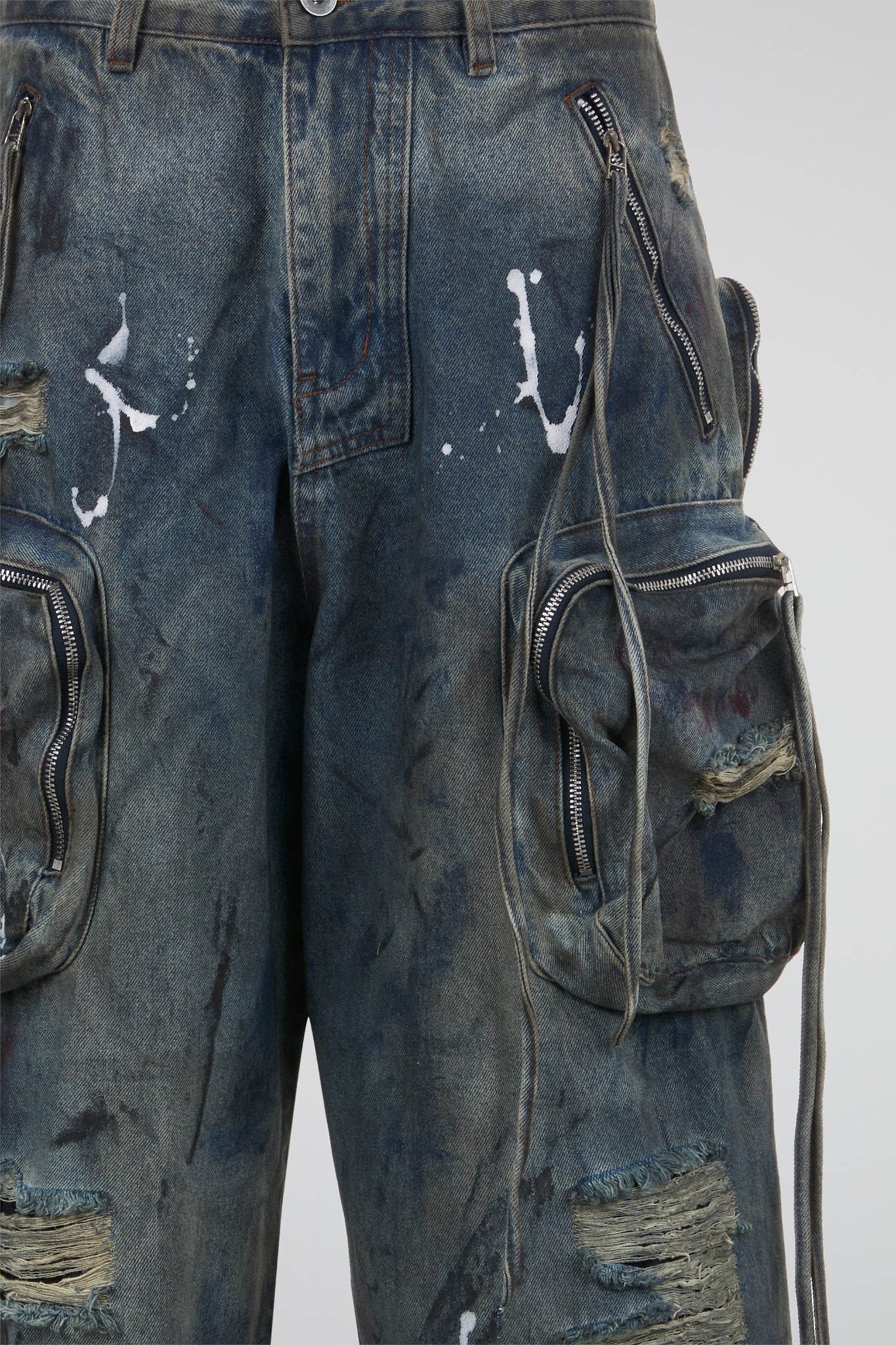 Multi-Pocket Denim Cargo Trousers
