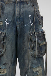 Multi-Pocket Denim Cargo Trousers