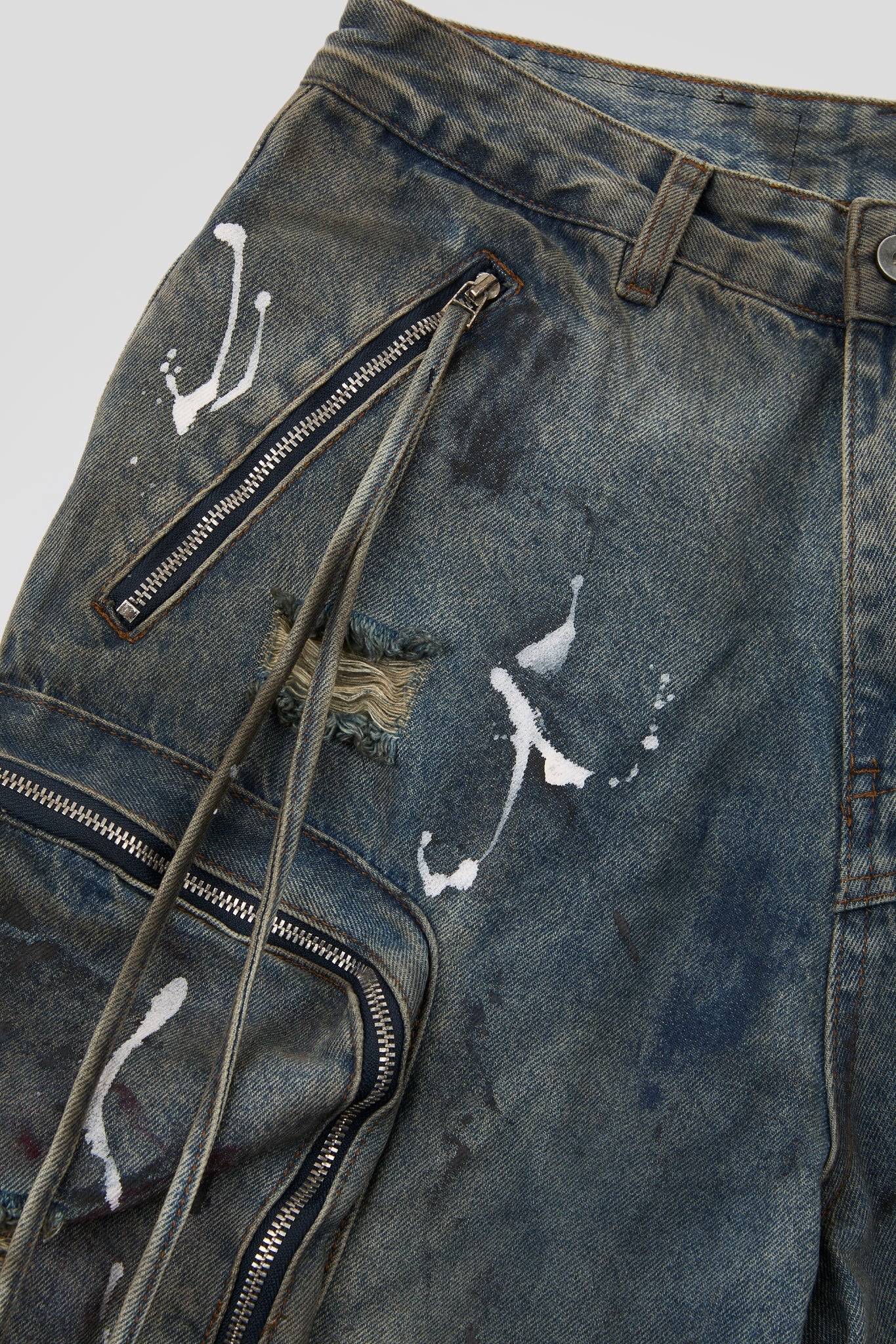 Multi-Pocket Denim Cargo Trousers