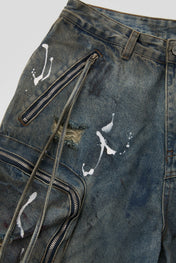 Multi-Pocket Denim Cargo Trousers