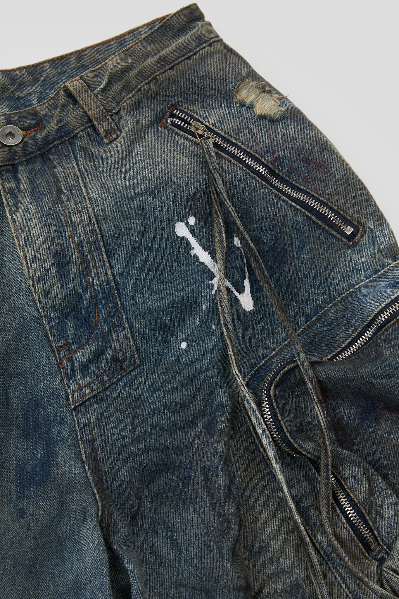Multi-Pocket Denim Cargo Trousers