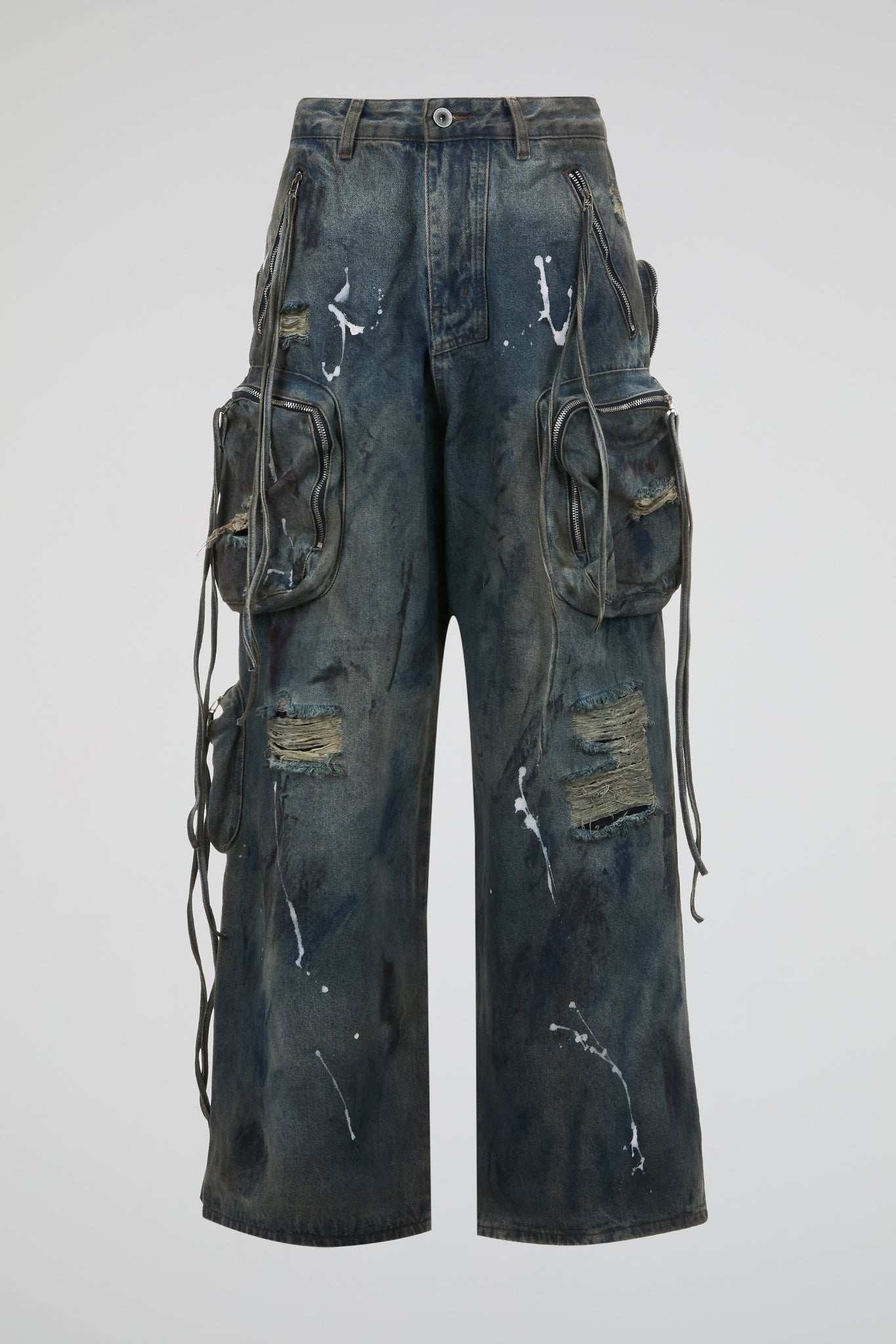 Multi-Pocket Denim Cargo Trousers