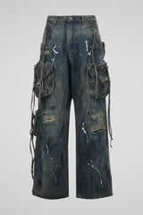 Multi-Pocket Denim Cargo Trousers
