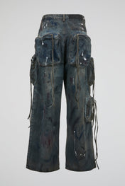 Multi-Pocket Denim Cargo Trousers