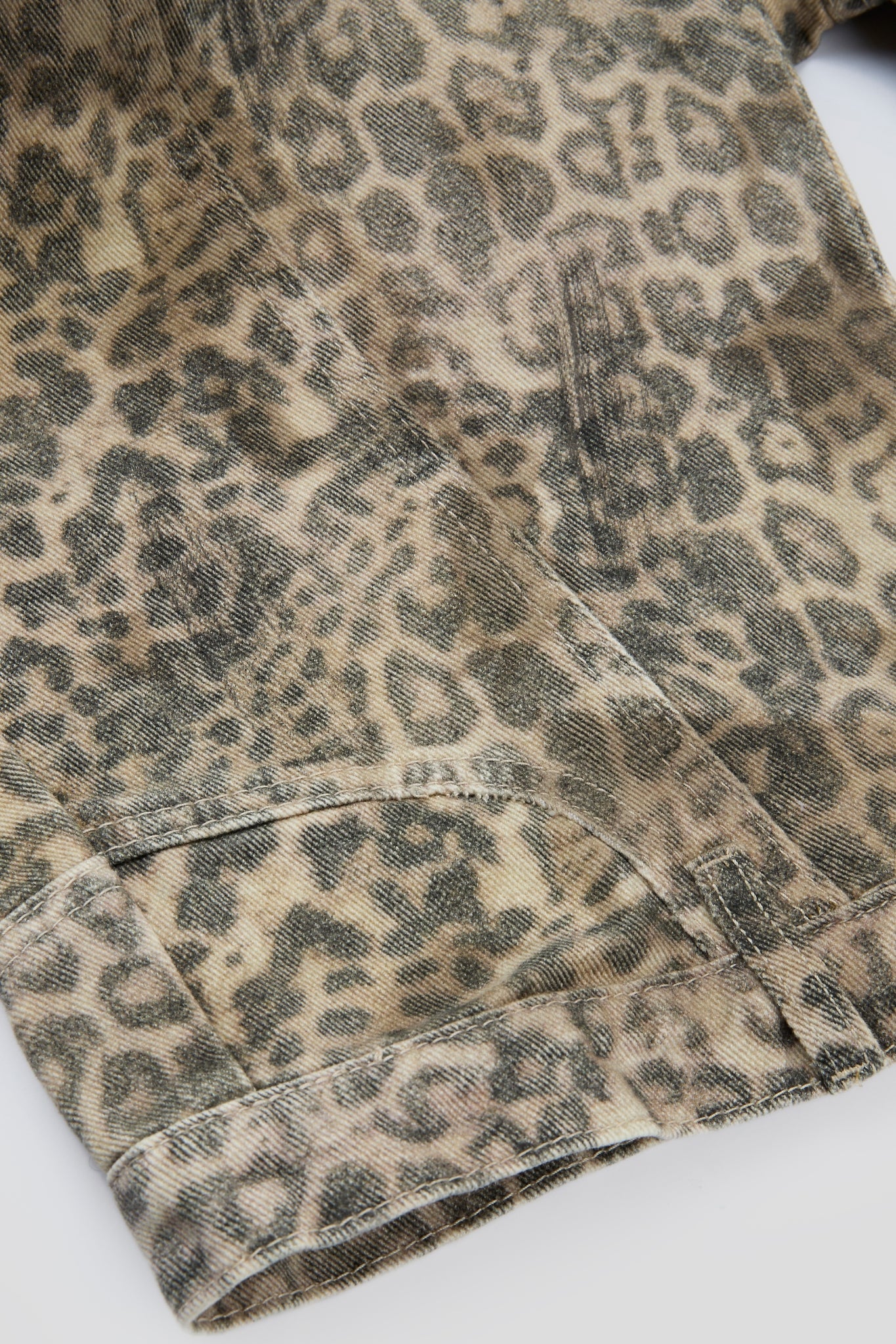 Leopard Distressed Wide-Leg Denim Trousers
