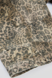 Leopard Distressed Wide-Leg Denim Trousers