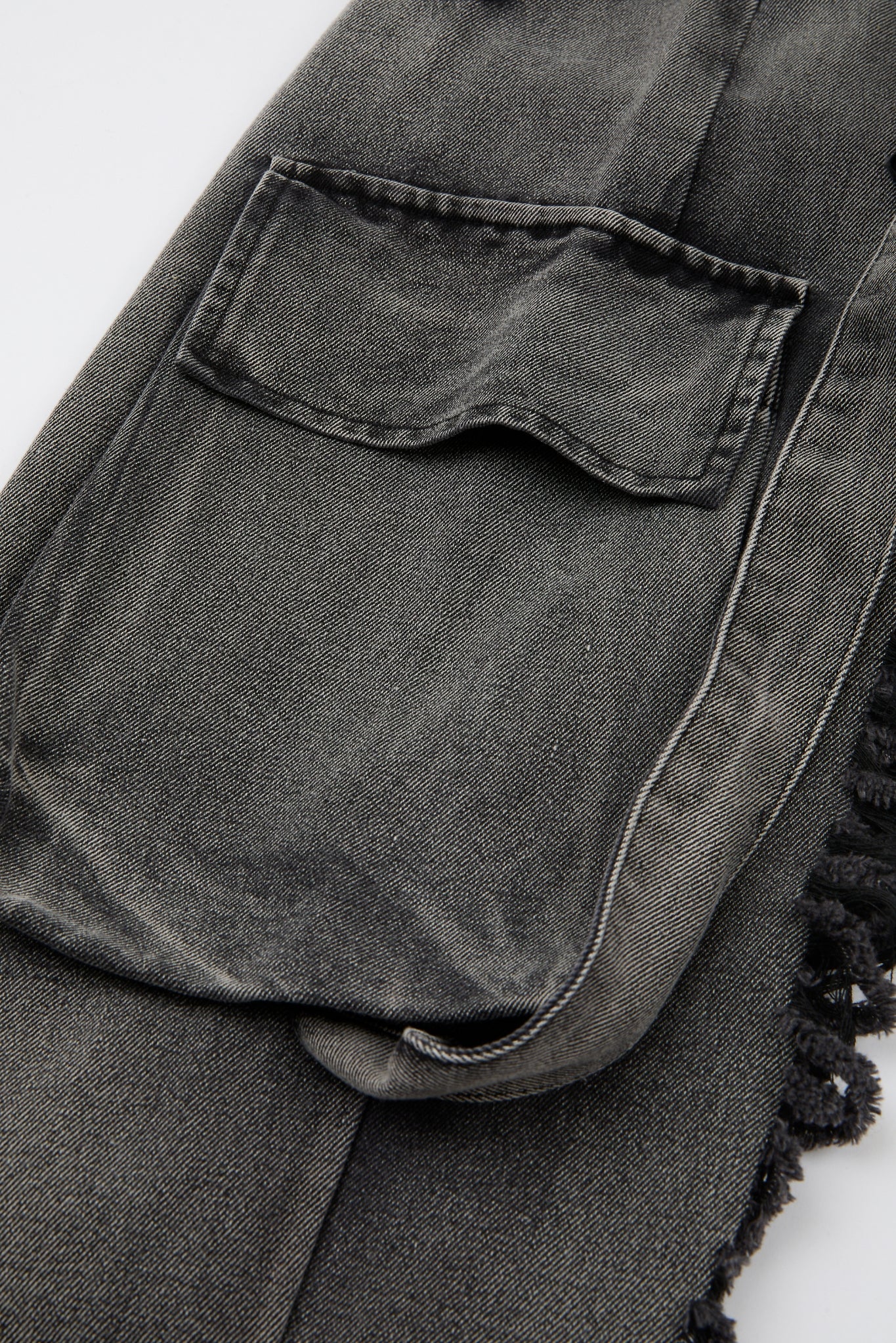 Charcoal Distressed Strap Denim Trousers