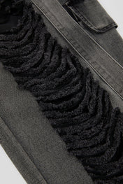 Charcoal Distressed Strap Denim Trousers