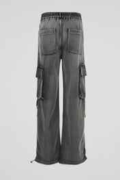 Charcoal Distressed Strap Denim Trousers