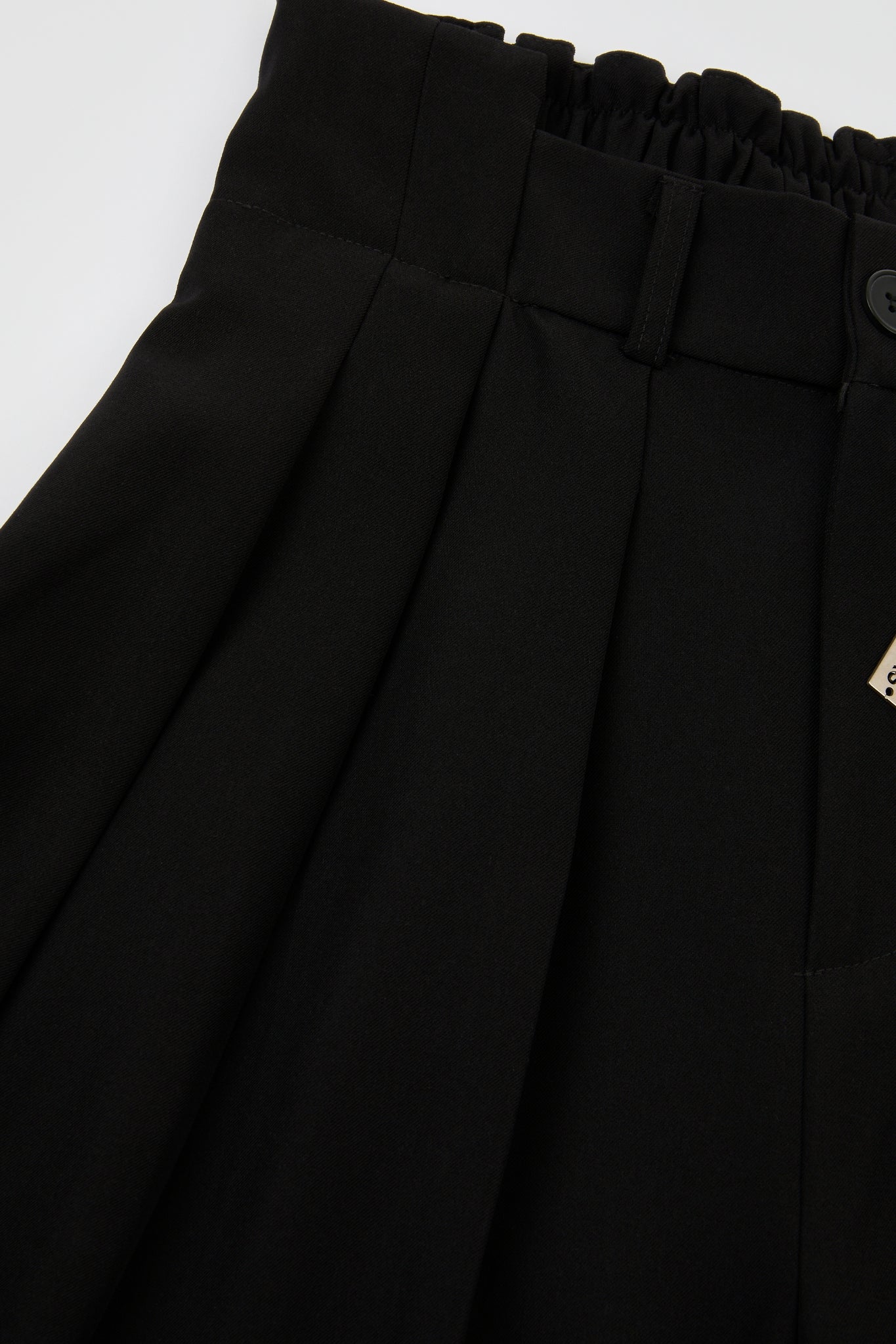 Black Utility Pleat Wide Trousers