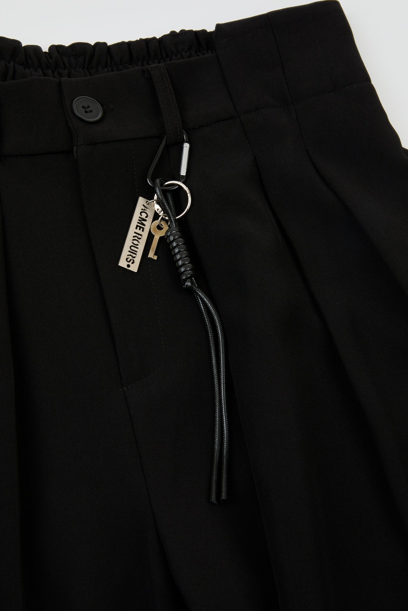 Black Utility Pleat Wide Trousers