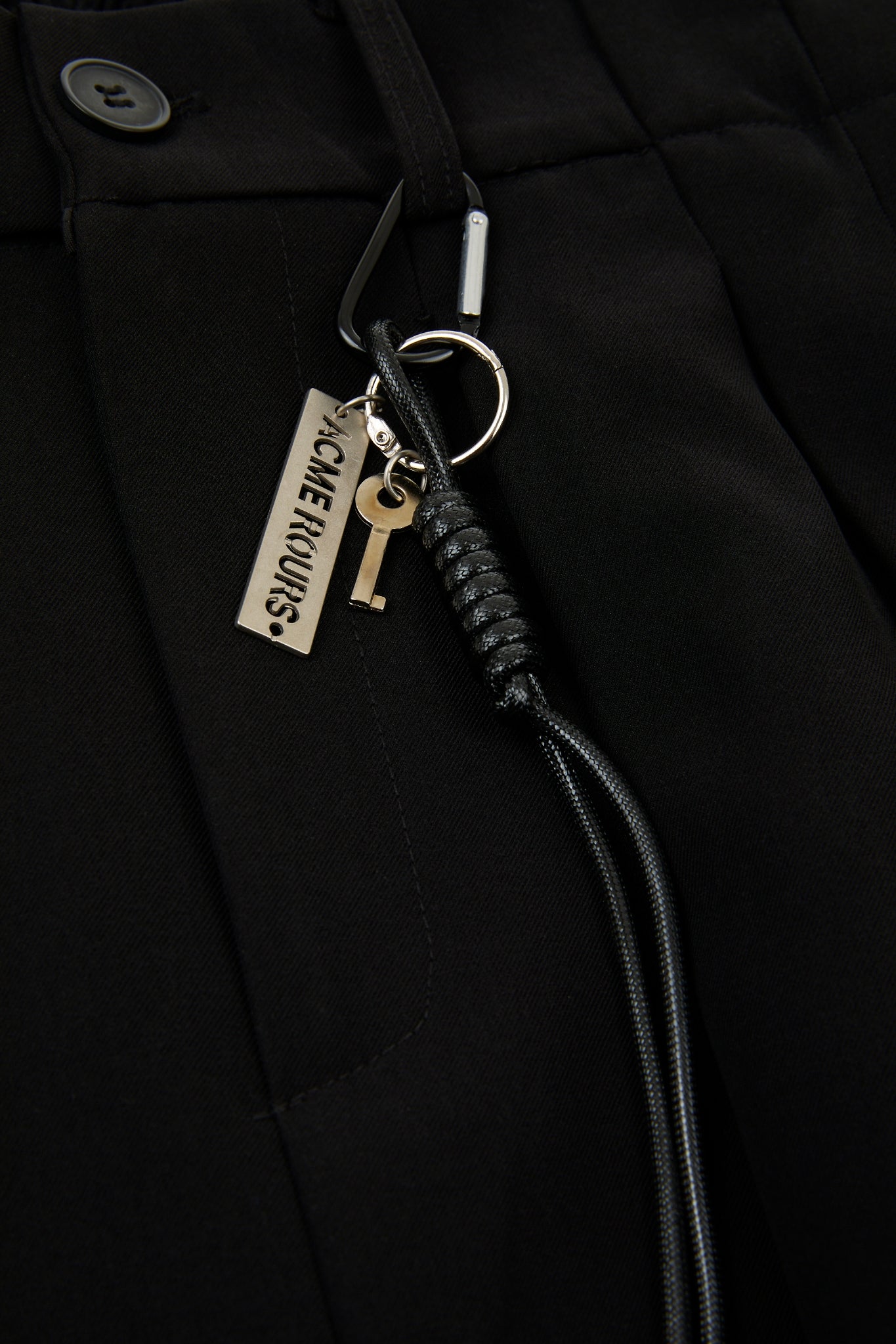 Black Utility Pleat Wide Trousers