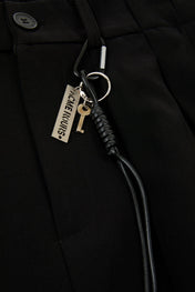 Black Utility Pleat Wide Trousers