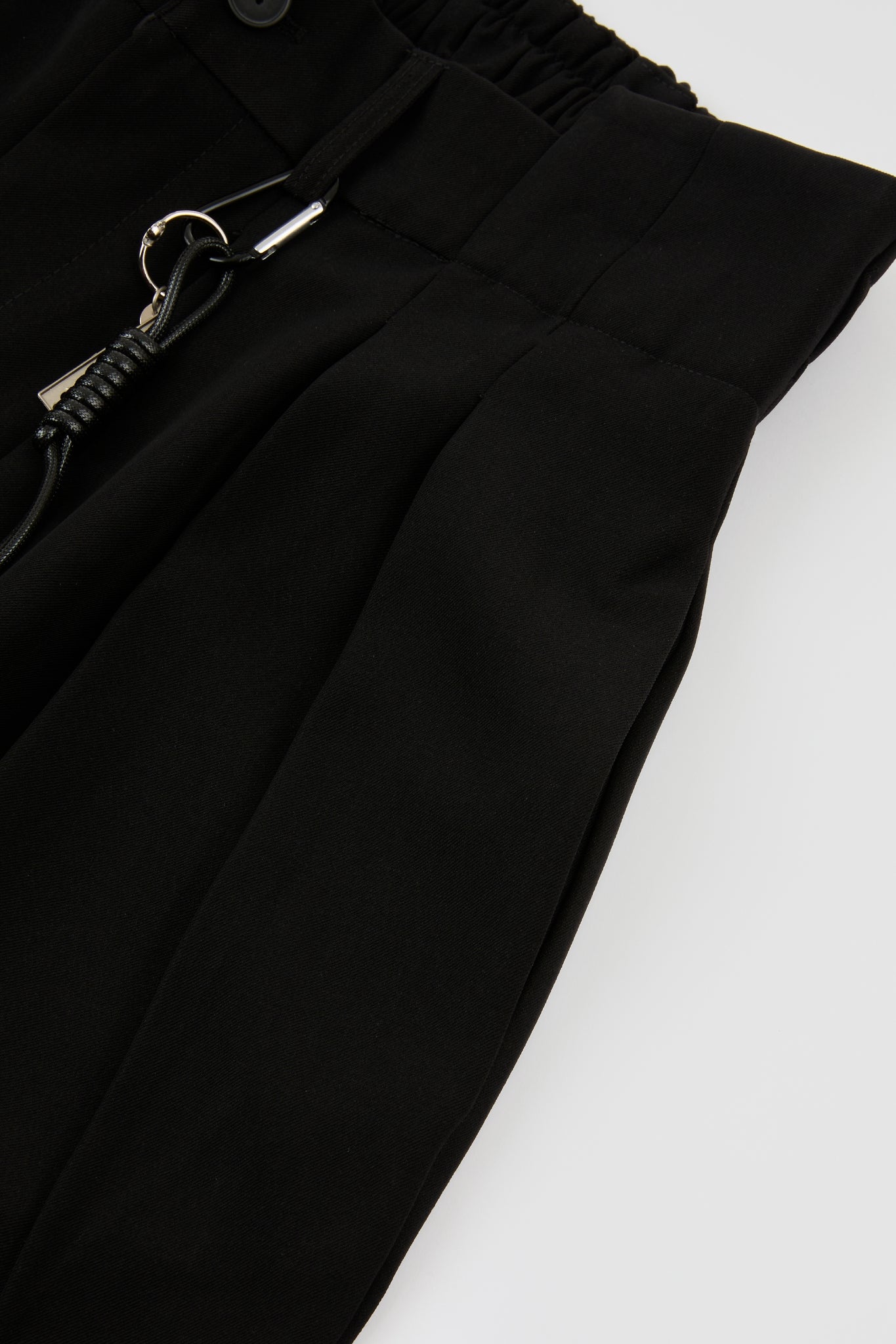 Black Utility Pleat Wide Trousers