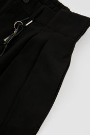 Black Utility Pleat Wide Trousers