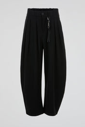 Black Utility Pleat Wide Trousers