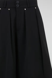 Black Sculpted Pleat Skirt Trousers