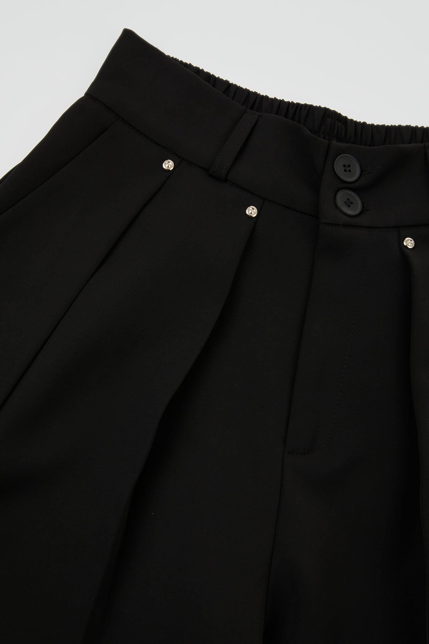Black Sculpted Pleat Skirt Trousers