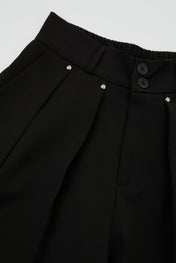 Black Sculpted Pleat Skirt Trousers