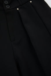 Black Sculpted Pleat Skirt Trousers