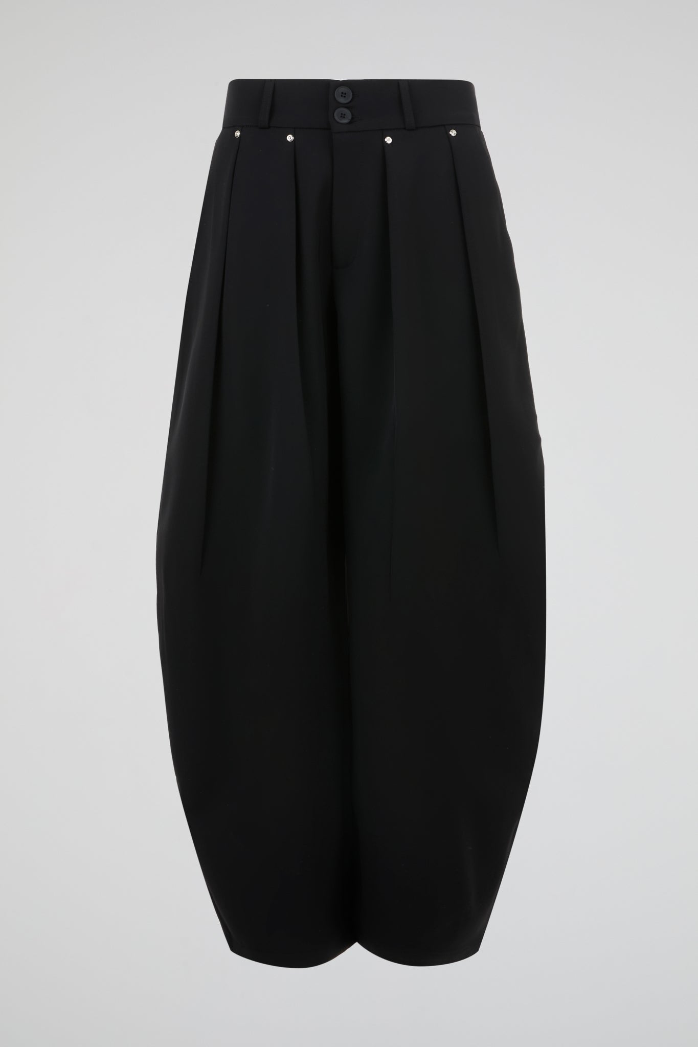 Black Sculpted Pleat Skirt Trousers