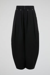 Black Sculpted Pleat Skirt Trousers