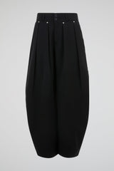 Black Sculpted Pleat Skirt Trousers