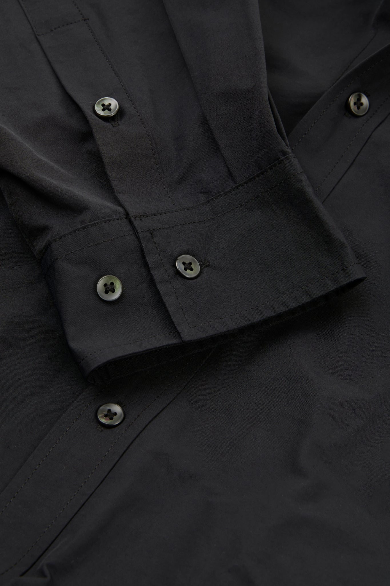 Black Hooded Button Shirt