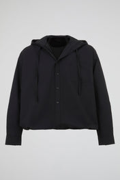 Black Hooded Button Shirt