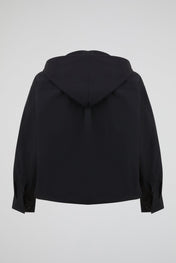 Black Hooded Button Shirt